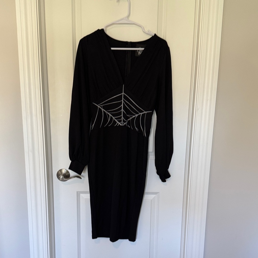 Black Dress with Silver Web Design